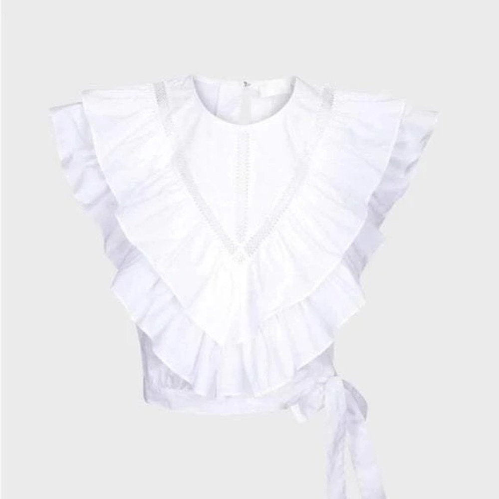 7 for all mankind White Ruffled Tie Hem top XS